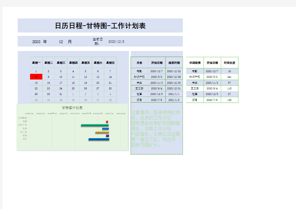 甘特图-工作计划表