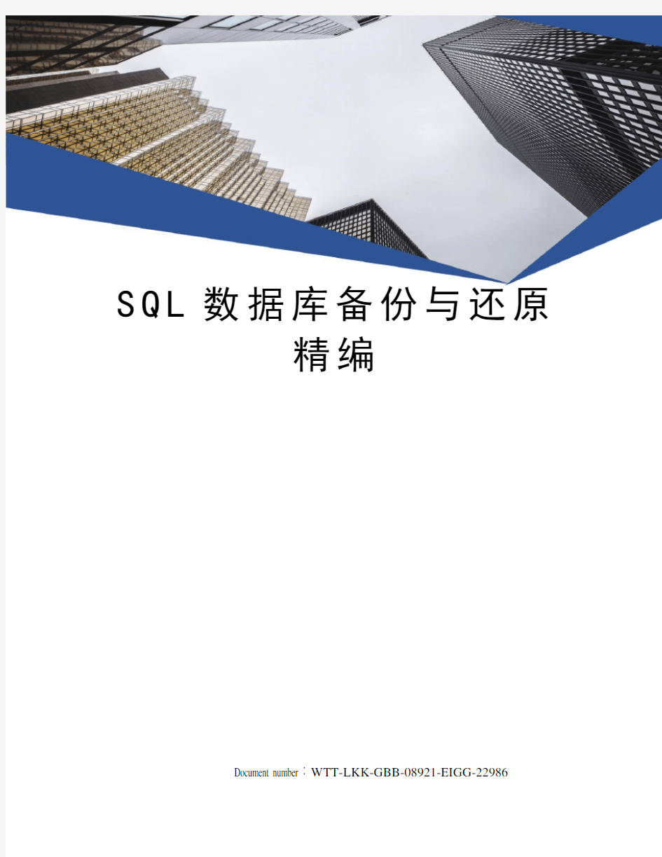SQL数据库备份与还原精编