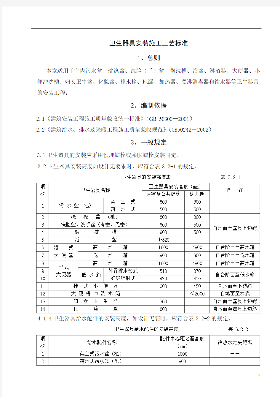 卫生器具安装施工工艺标准讲解