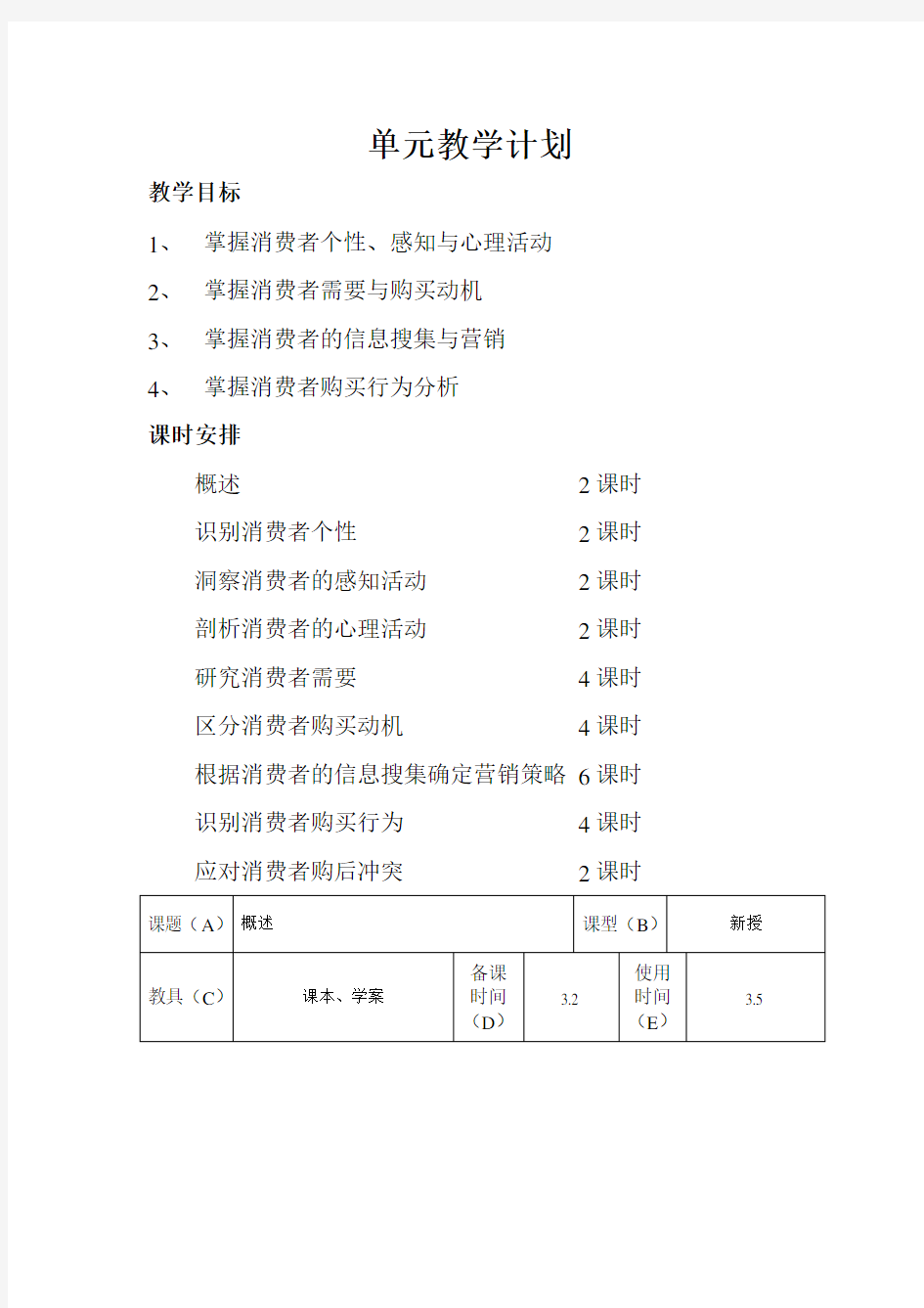 消费心理及行为分析教案1