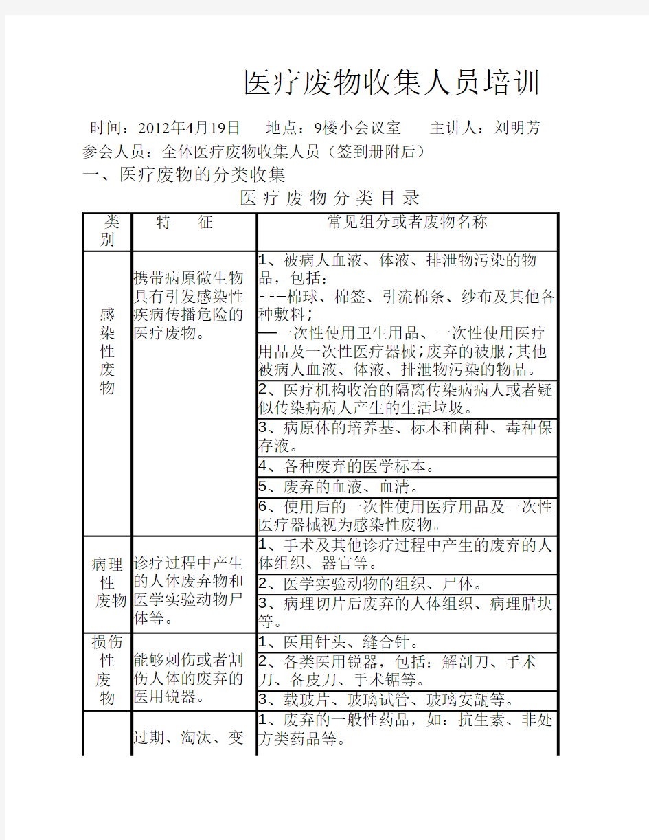 医疗废物收集人员培训 