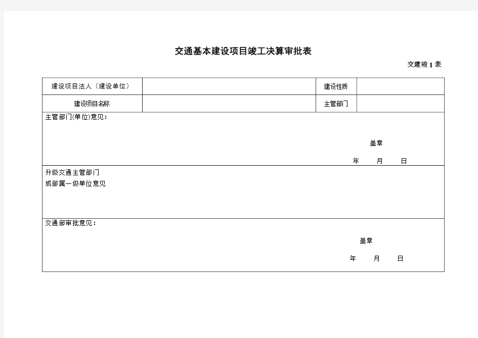 交通基本建设项目竣工决算审批表