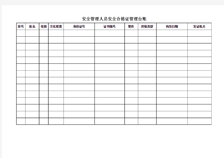 安全管理人员人员台账