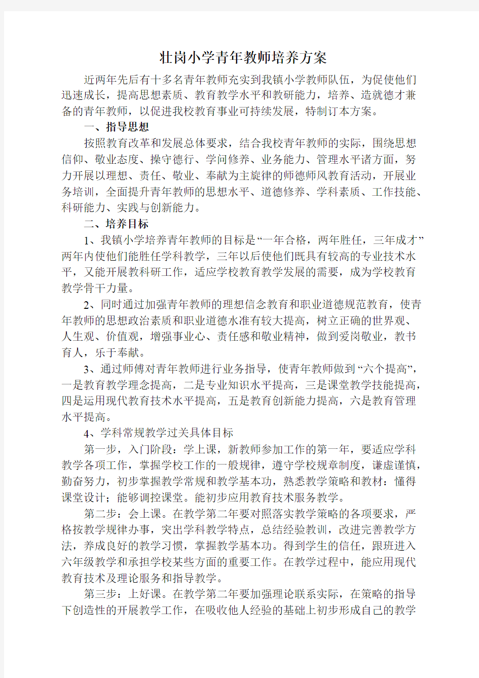 青年教师培养计划书