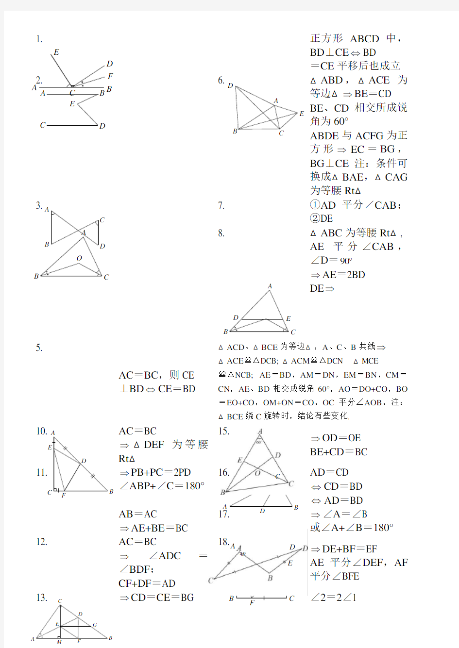 人教版几何模型基本图形