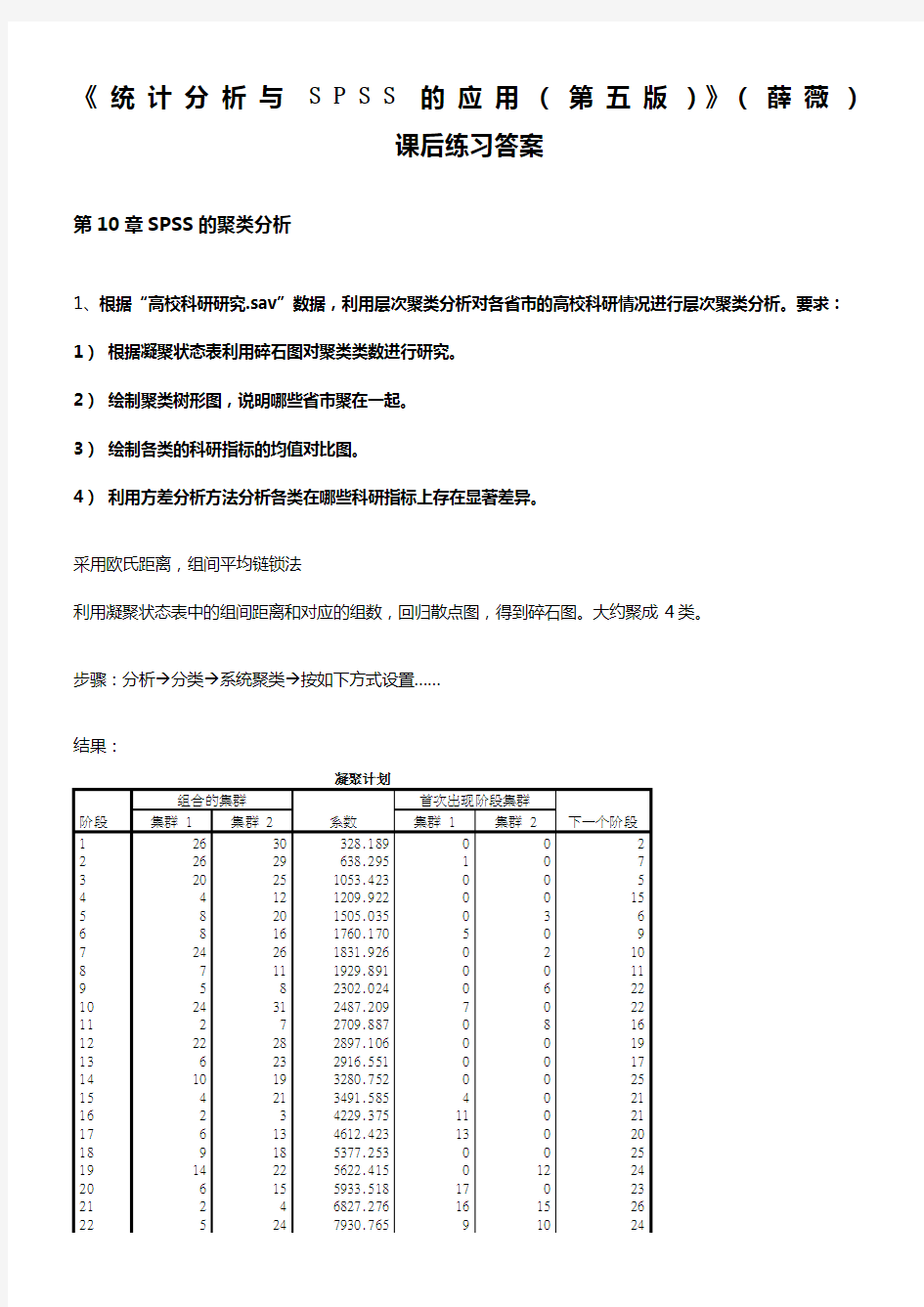 《统计分析与SPSS的应用(第五版)》课后练习答案(第10章)