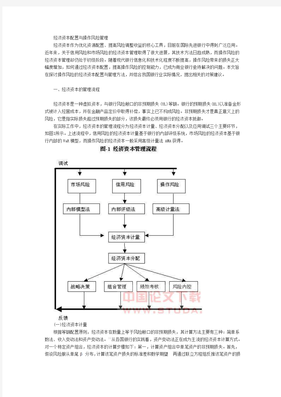 经济资本配置跟操作风险管理