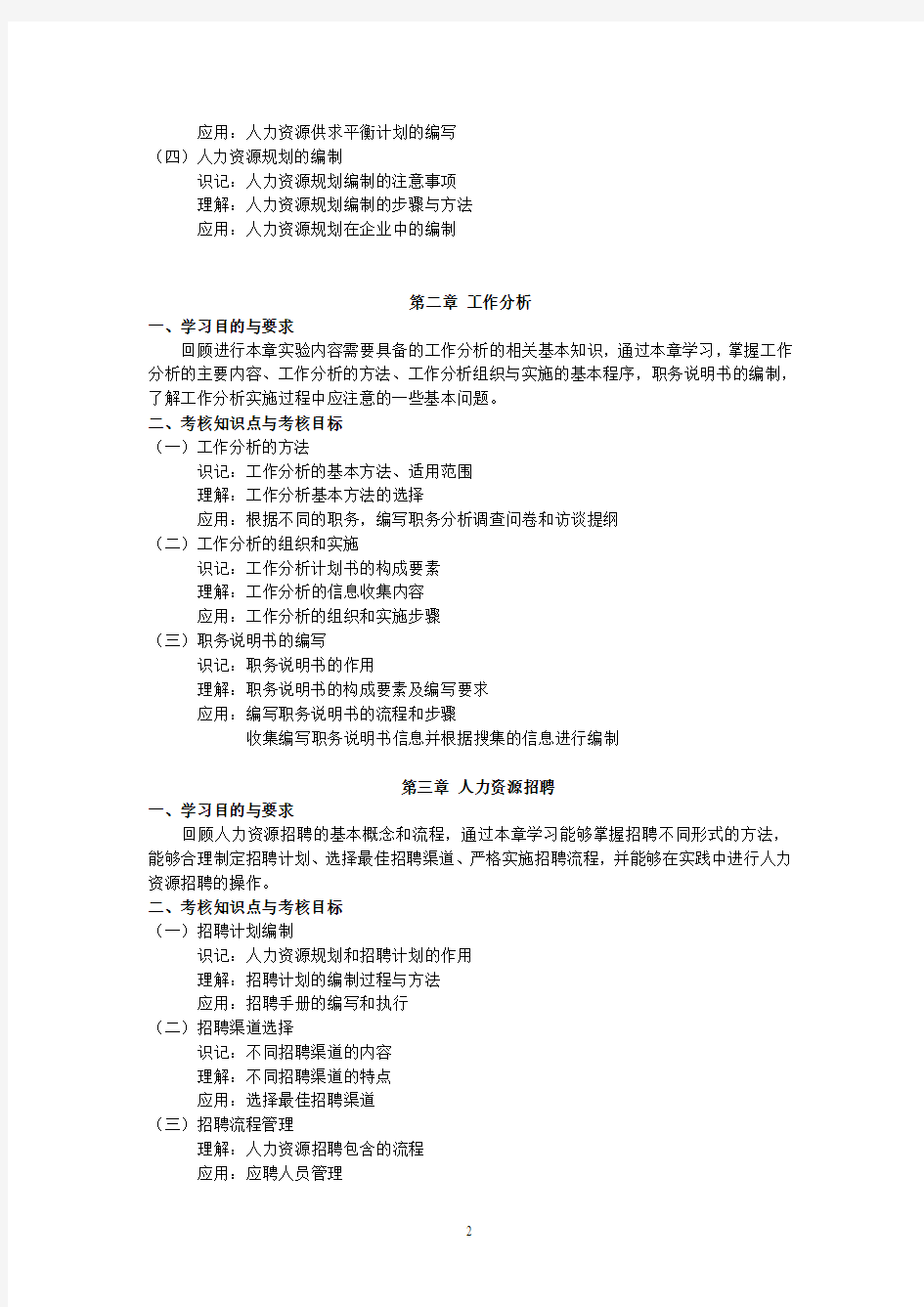 (人力资源管理高级实验)北京市高等教育自学考试课程考试大纲