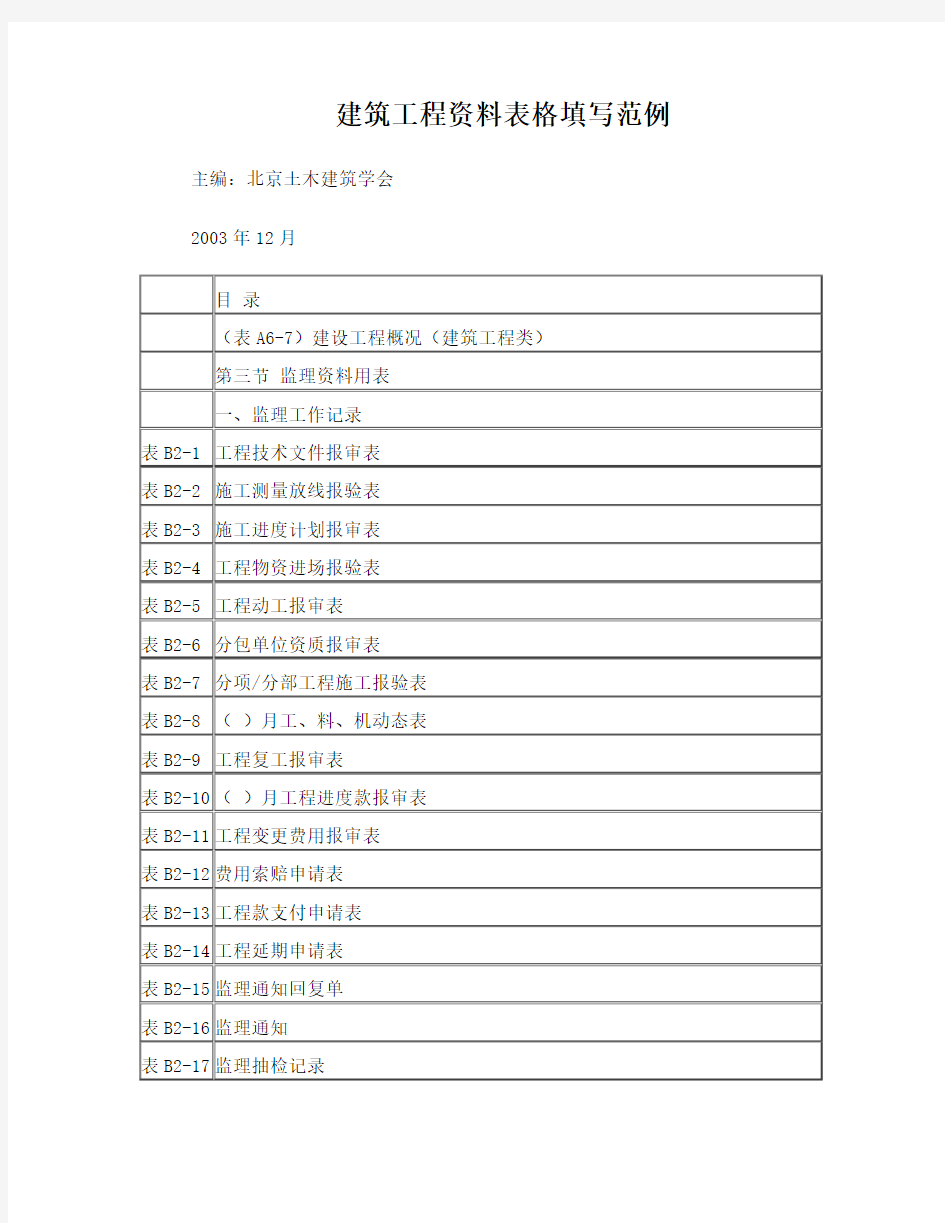 建筑工程资料表格填写范例