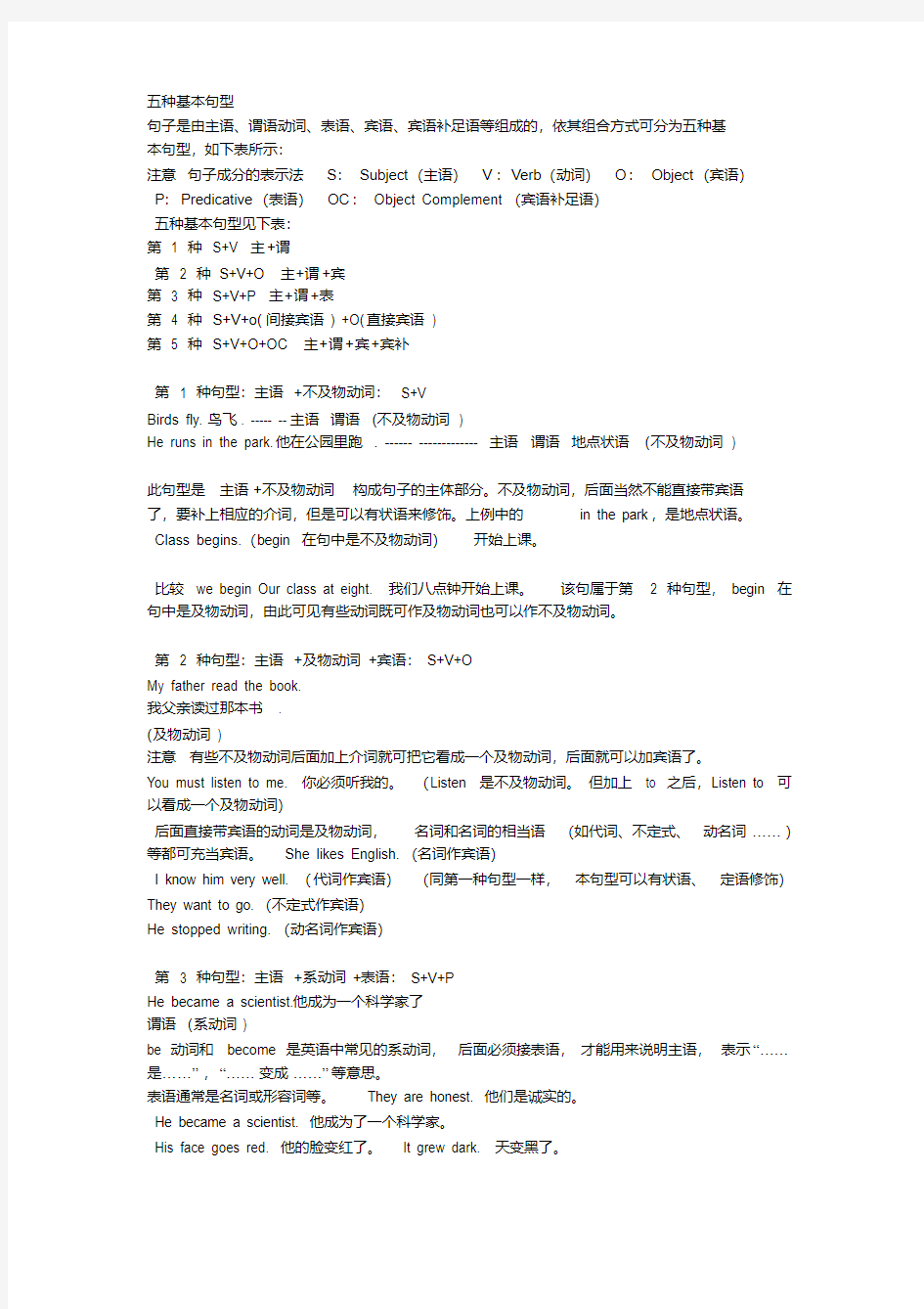 (完整word版)初中英语语法五种基本句型.pdf