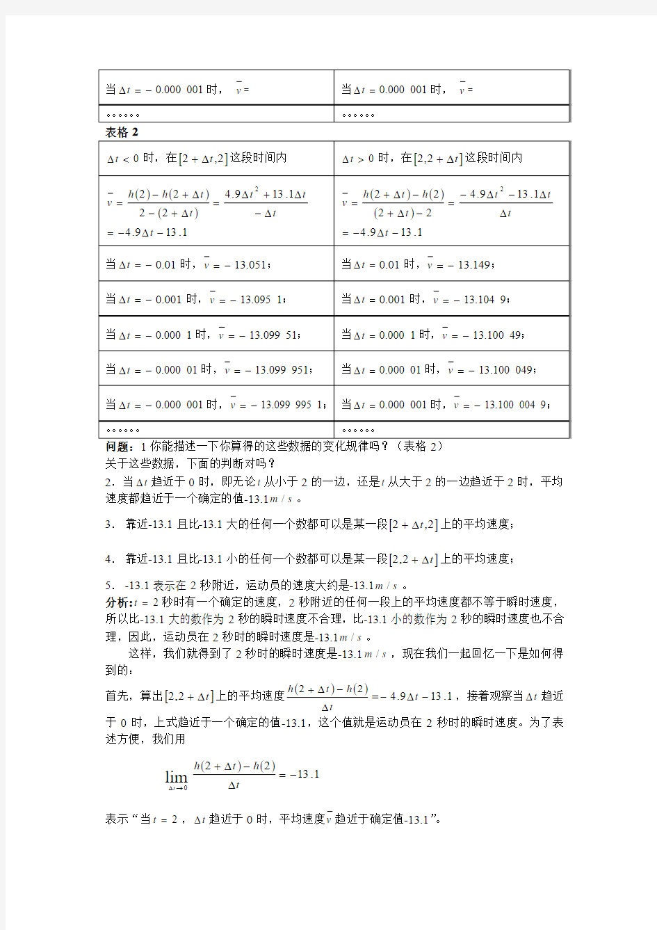 导数的概念 ( 第1课时)教学设计