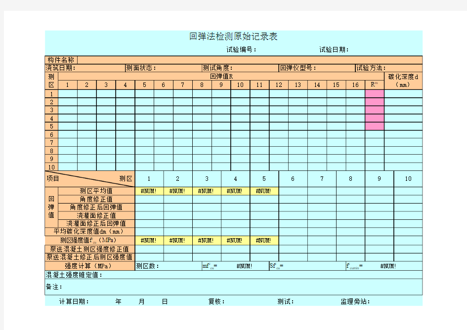 回弹仪数据自动计算表格10