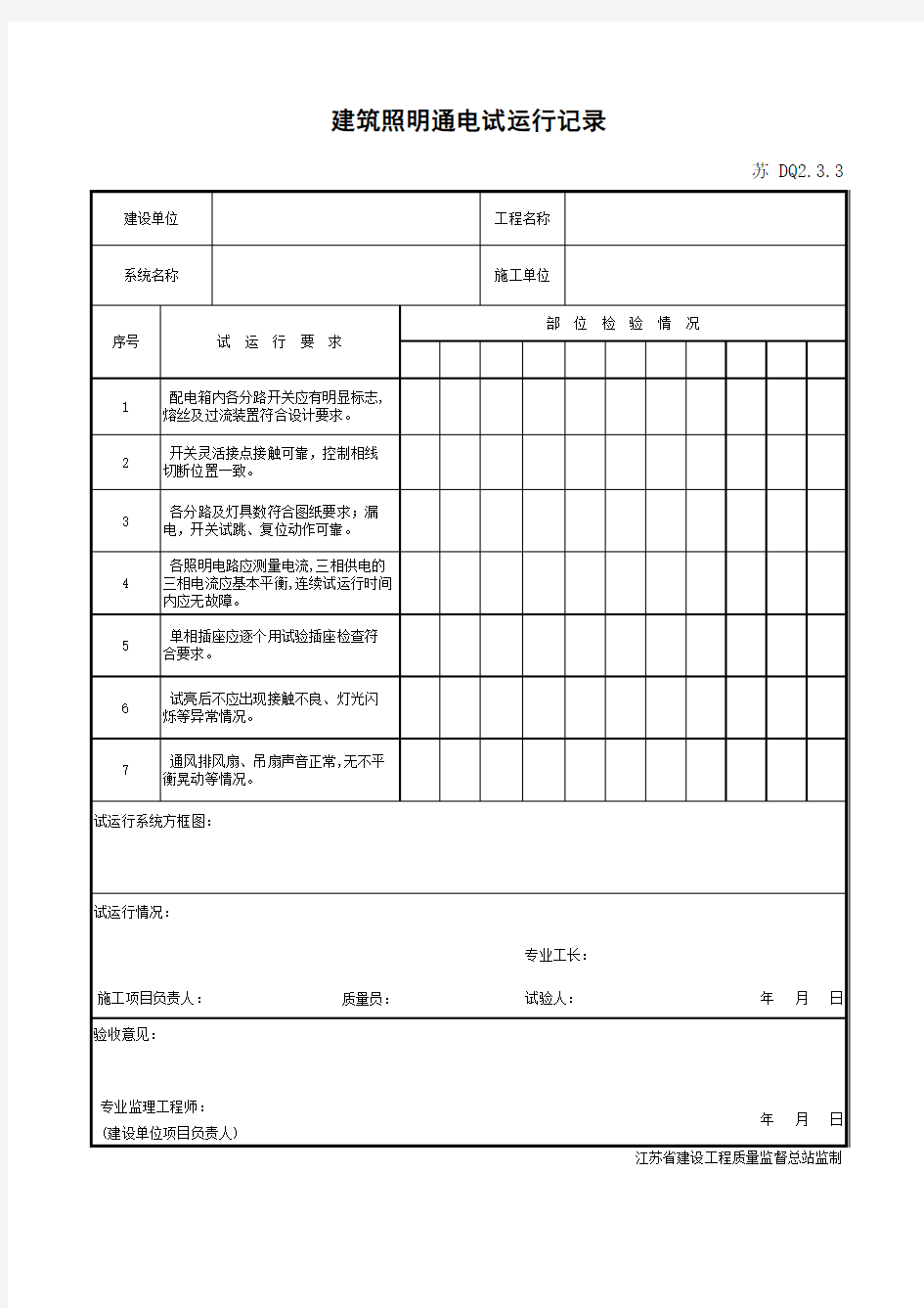 DQ2.3.3 建筑照明通电试运行记录