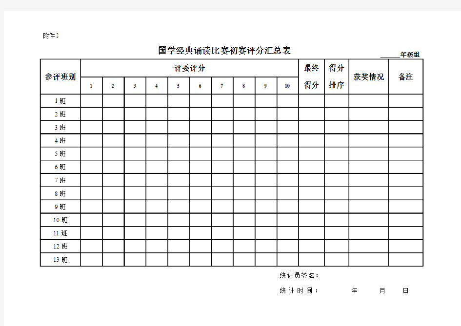 经典朗诵比赛得分汇总表