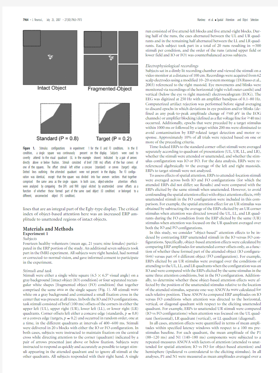 the role of spatial attention in selection of real and illusory objects