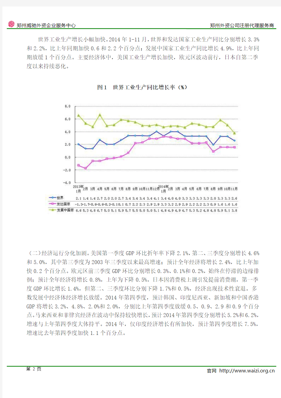 2014年世界经济形势回顾与2015年展望