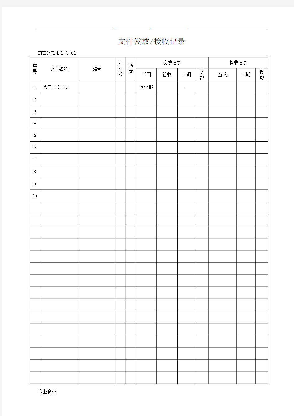 ISO9000认证全套表格模板