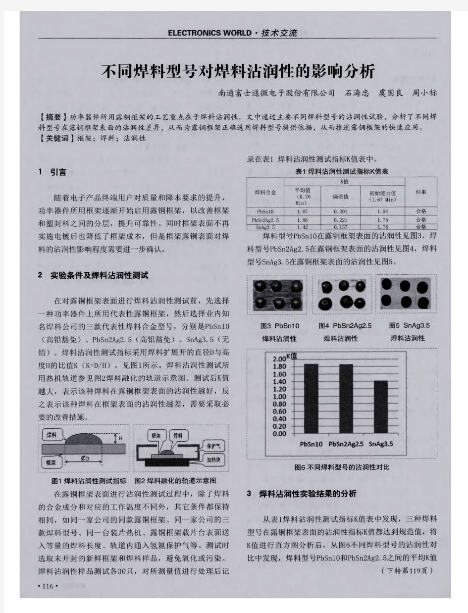 不同焊料型号对焊料沾润性的影响分析