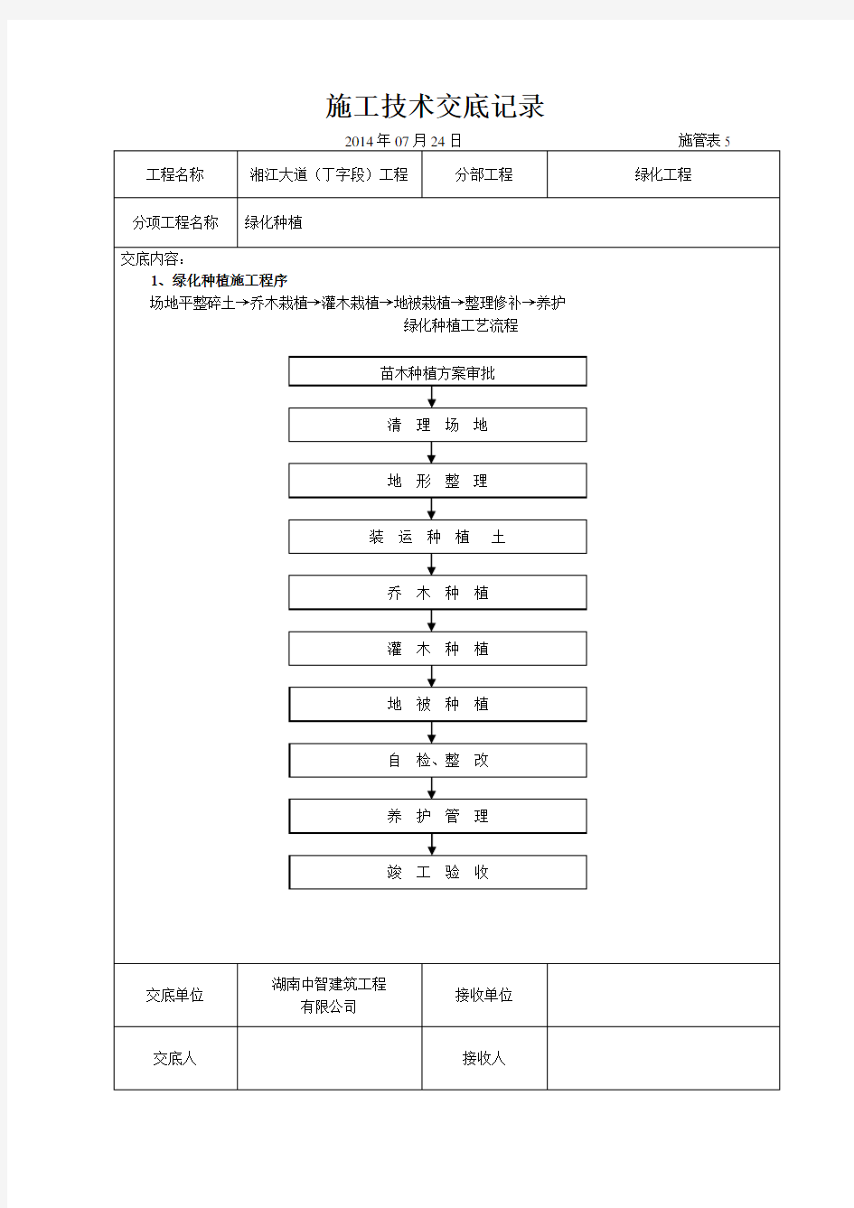 绿化工程施工技术交底