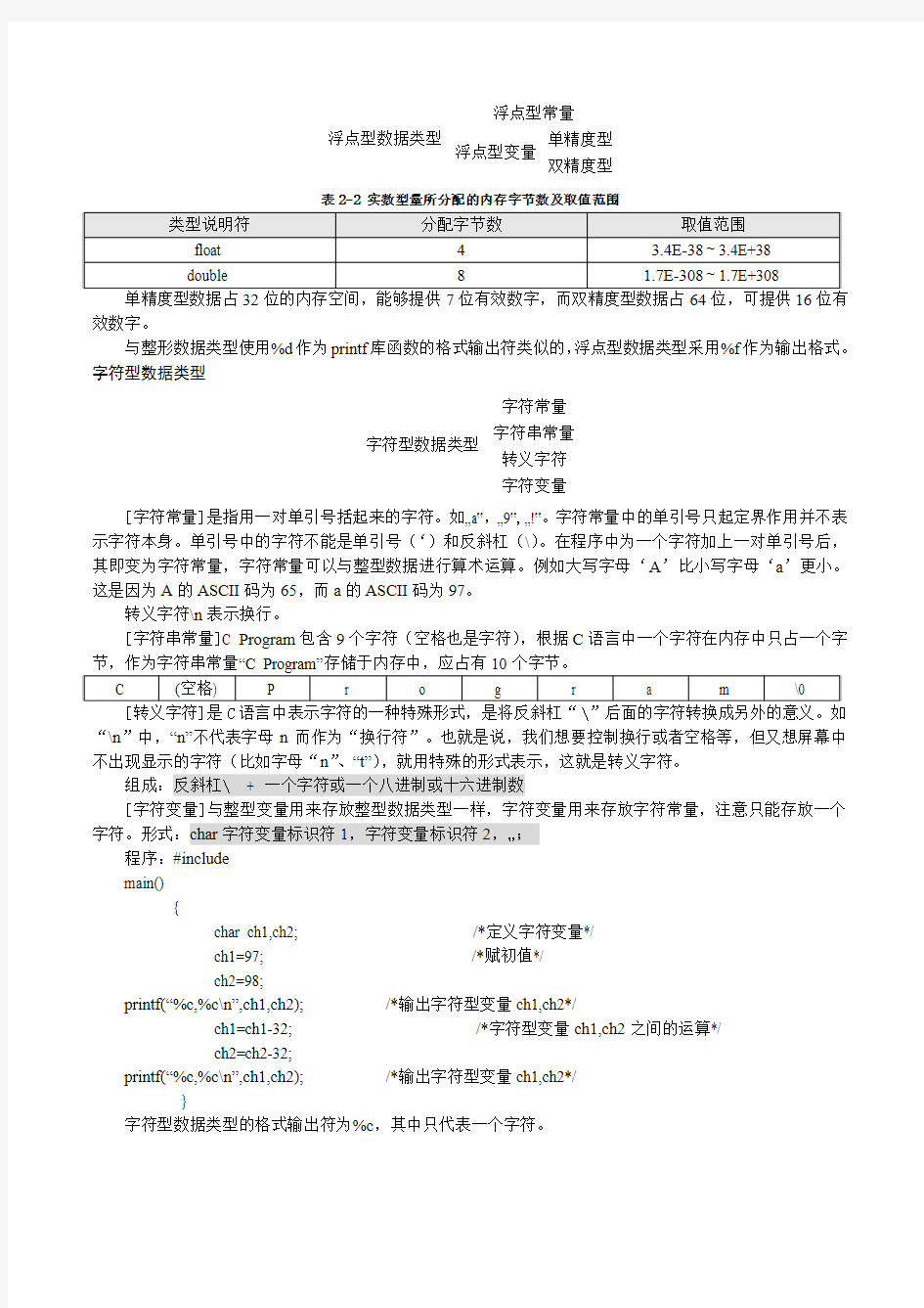 C语言基本数据类型