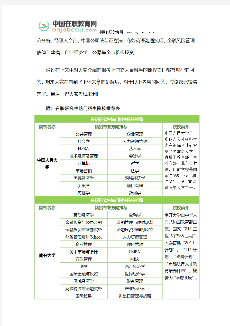 上海交大金融学的课程安排