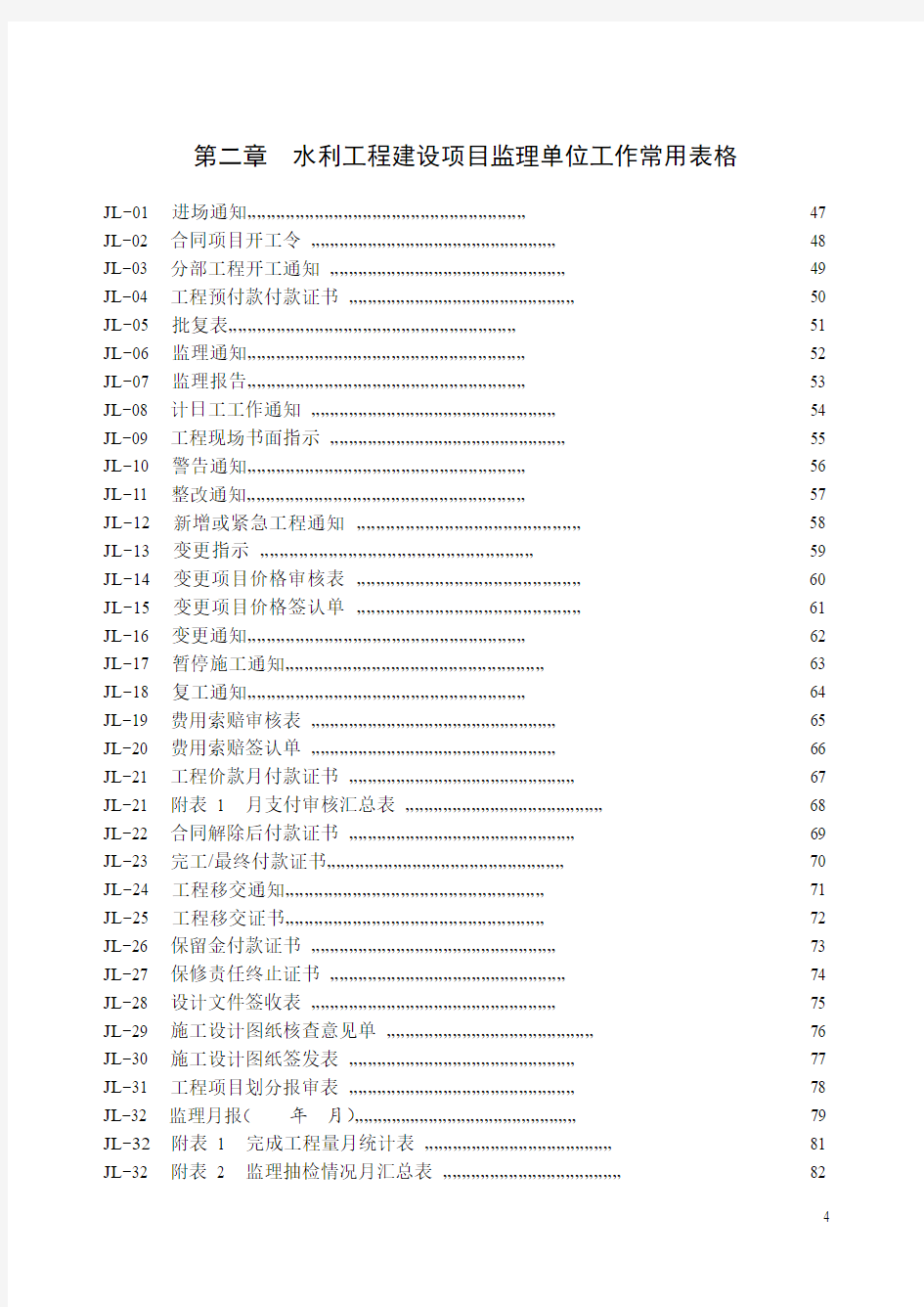 水利工程监理用表-施工用表-建设单位用表新版2015 Microsoft Word 文档