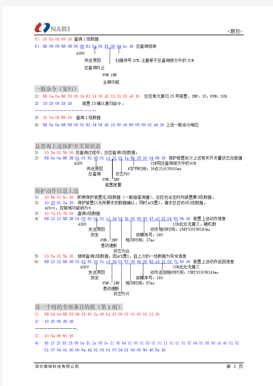 深圳南瑞IEC-103例子报文