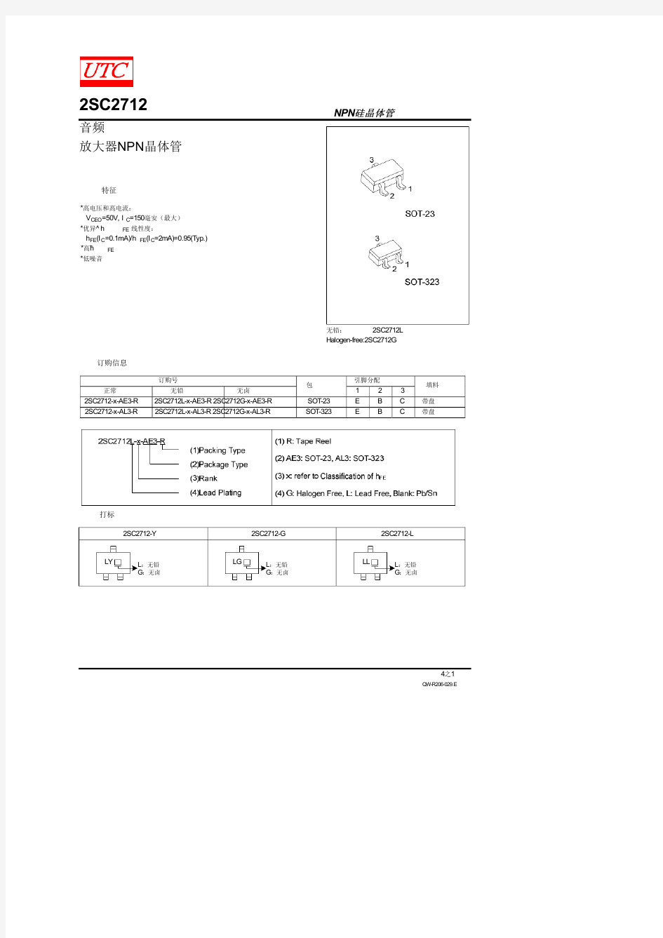 2SC2712G-X-AE3-R中文资料(Unisonic Technologies)中文数据手册「EasyDatasheet - 矽搜」