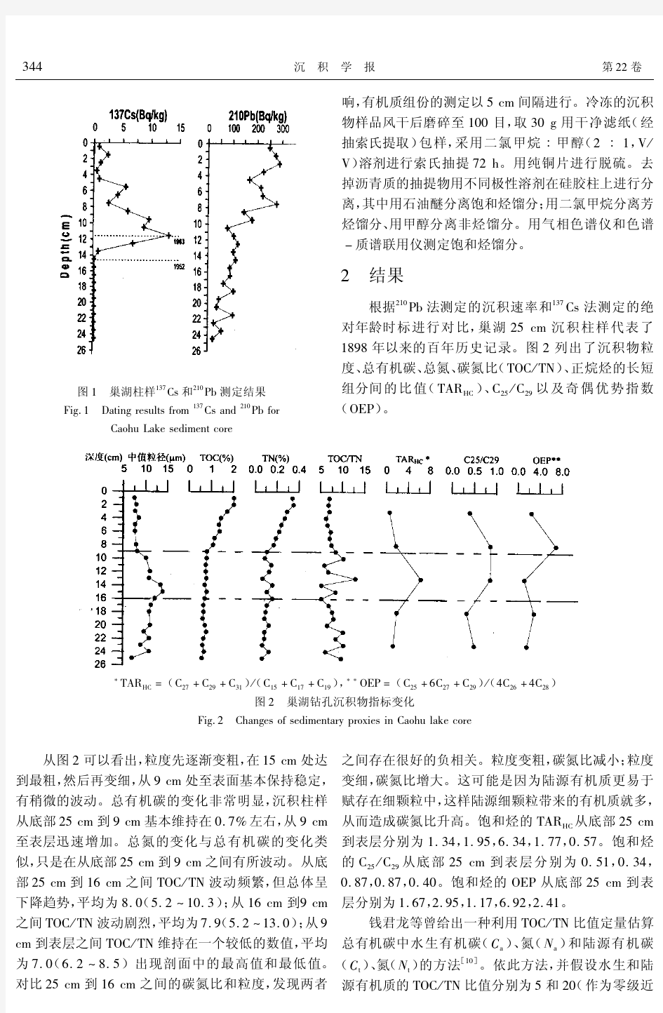 巢湖富营养化过程的沉积记录