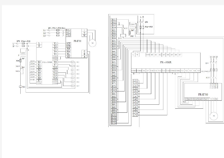 PLC和变频器控制电机正反转电路
