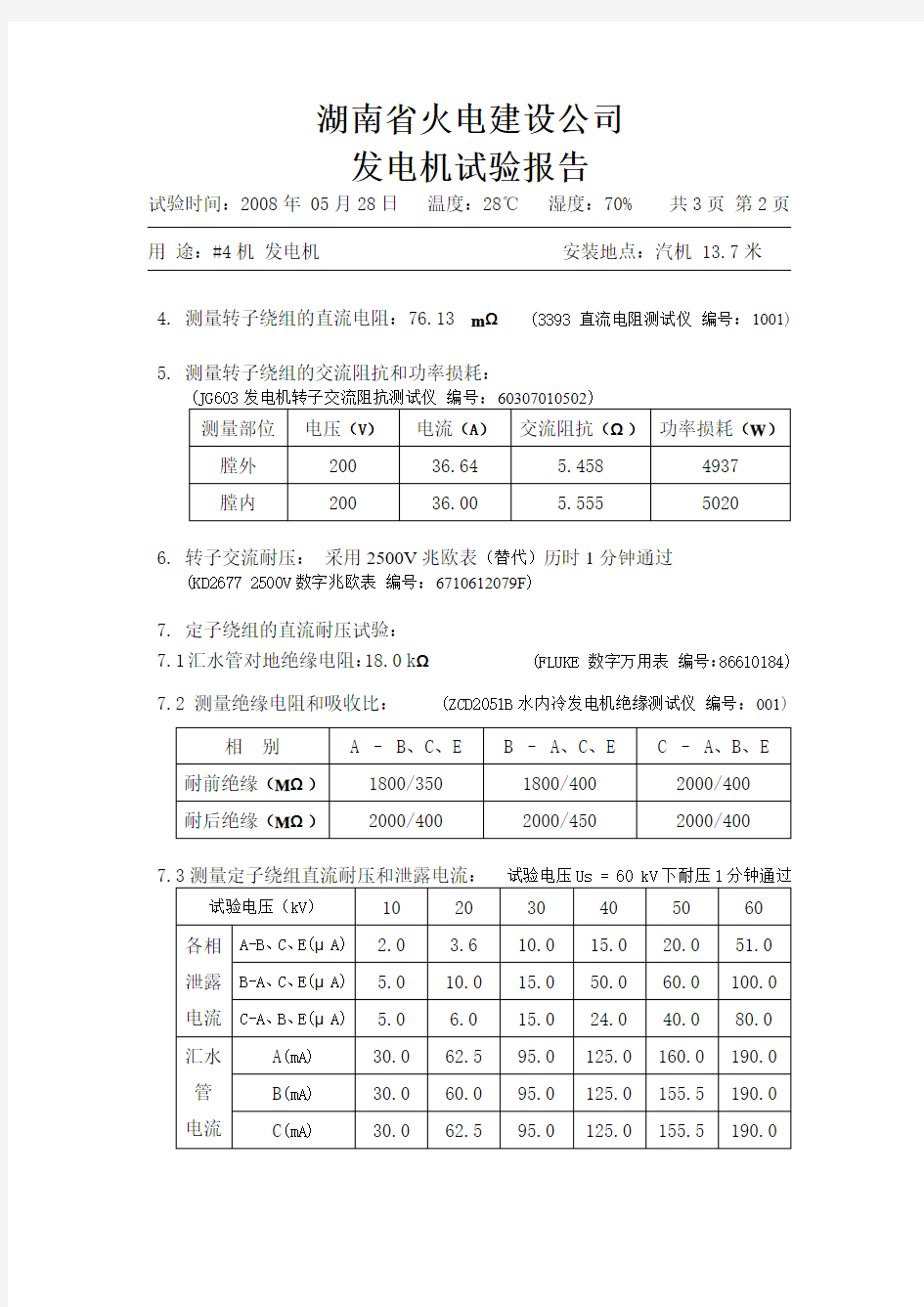 上海电机厂600MW发电机试验报告