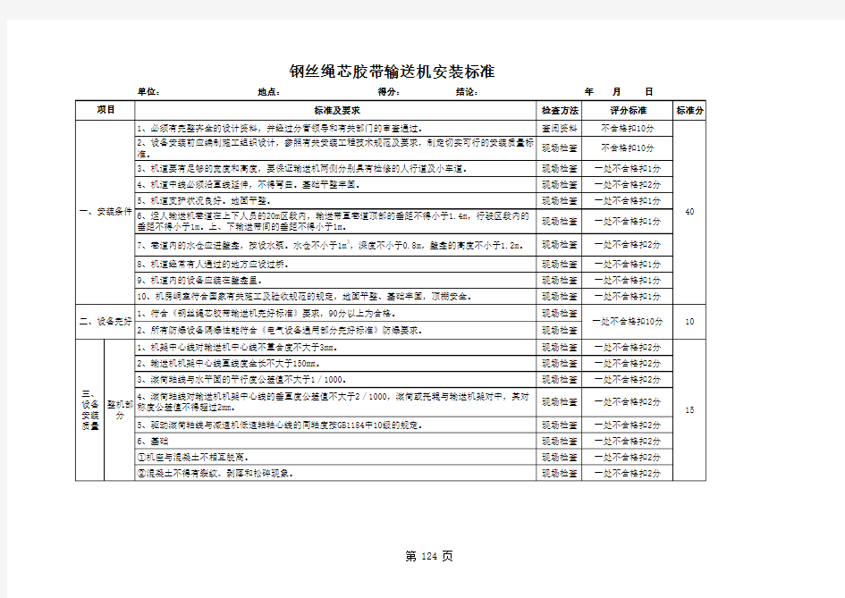 钢丝绳芯胶带输送机安装标准