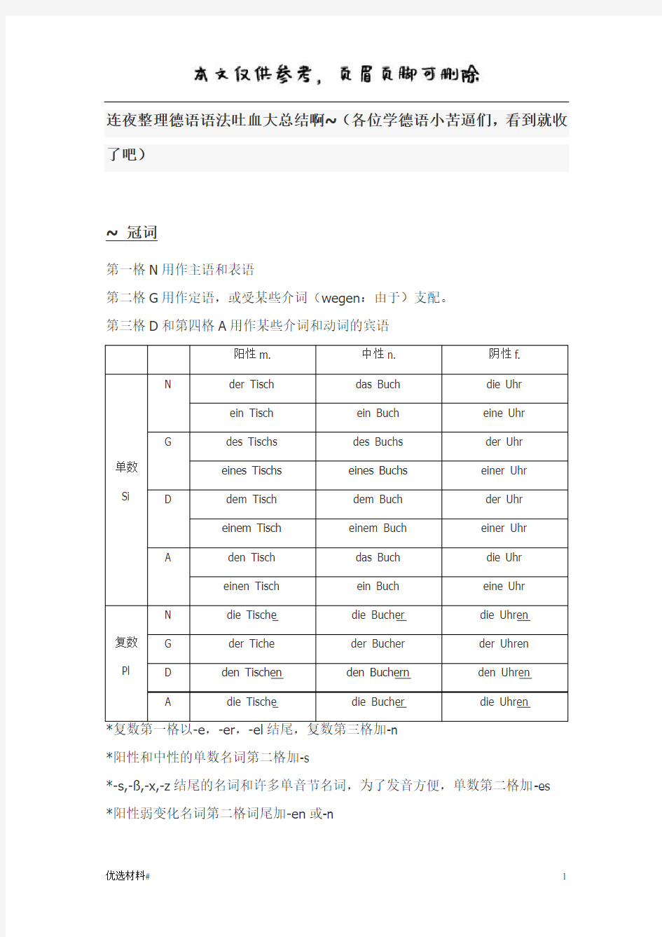 德语语法吐血大总结(严选优质)