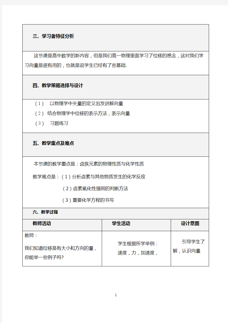 课题卤族元素的教学设计.docx