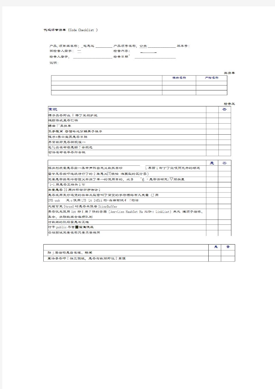 代码评审清单