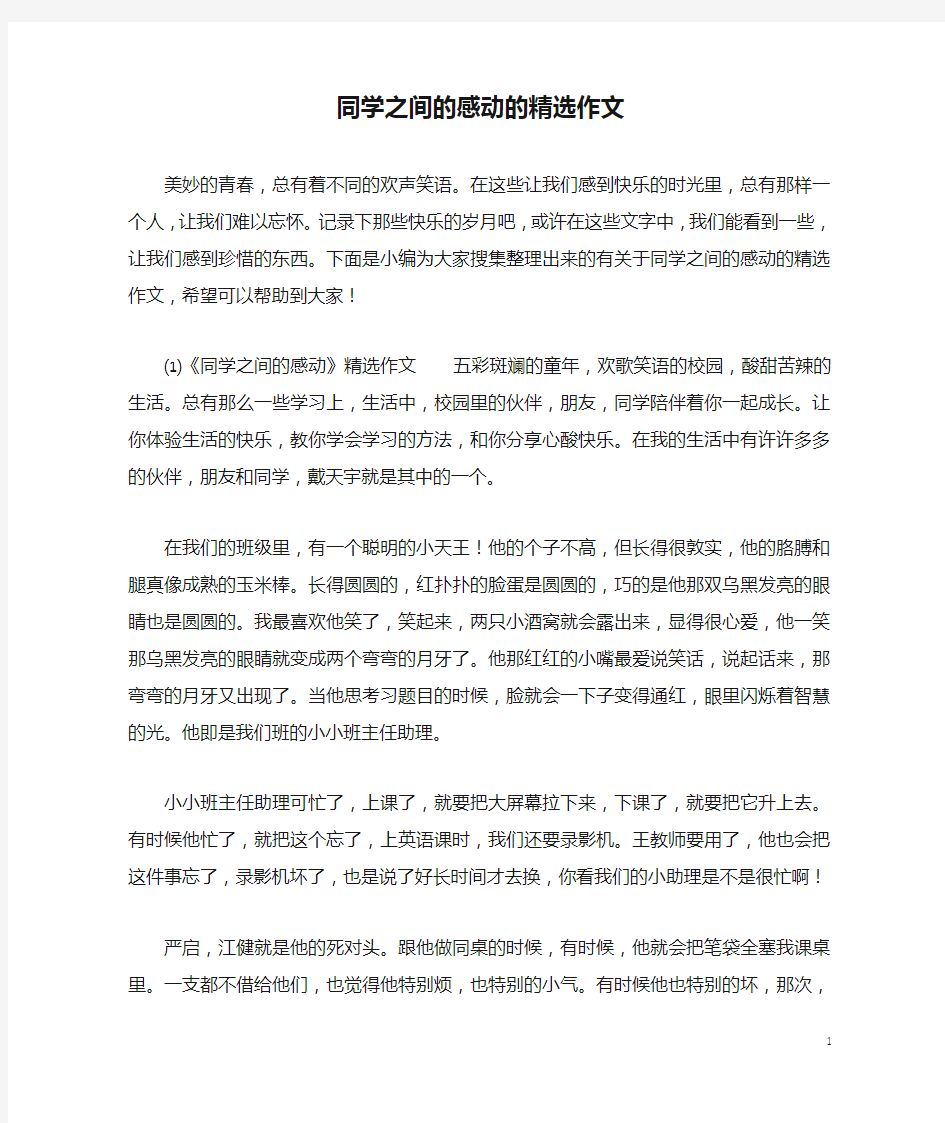 同学之间的感动的精选作文