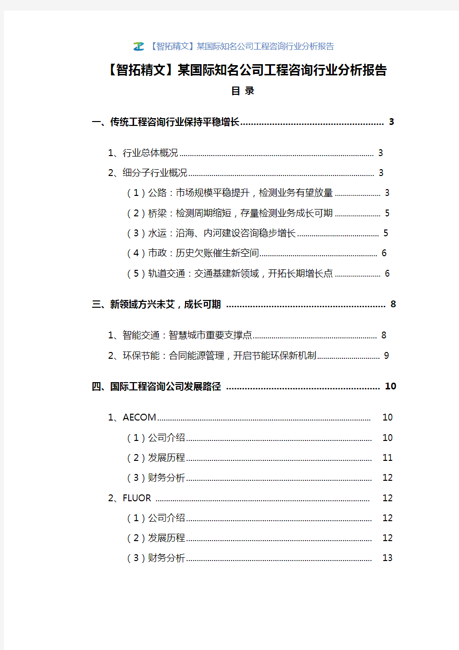 【智拓精文】某国际知名公司工程咨询行业分析报告