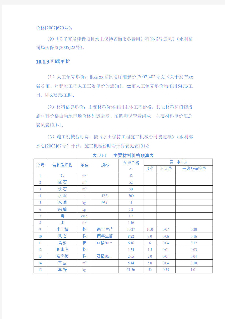 水土保持投资估算及效益分析