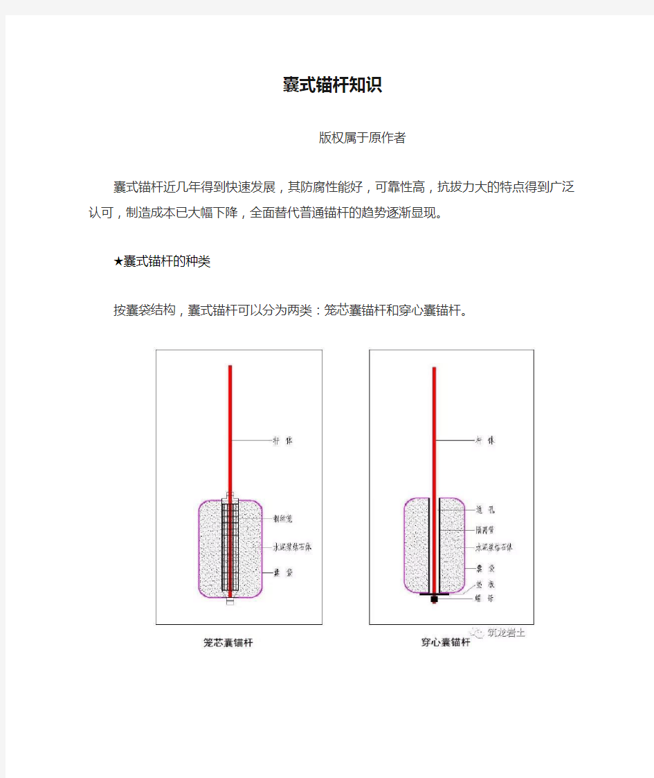 囊式锚杆知识