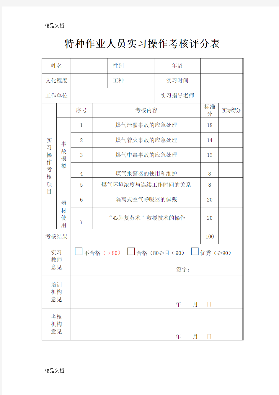 最新煤气特种作业取证考试实际操作试题