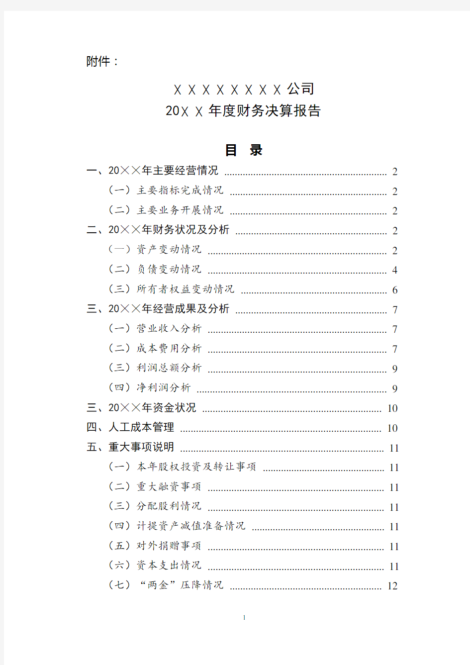 年度财务决算报告(模板)