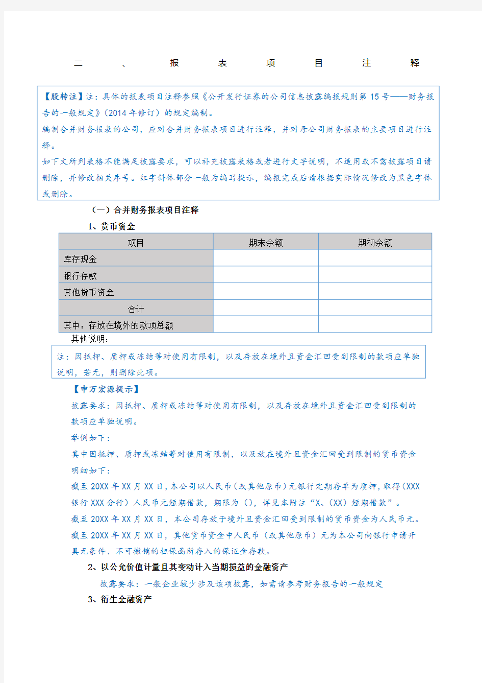 新三板半报告财务报表附注模板