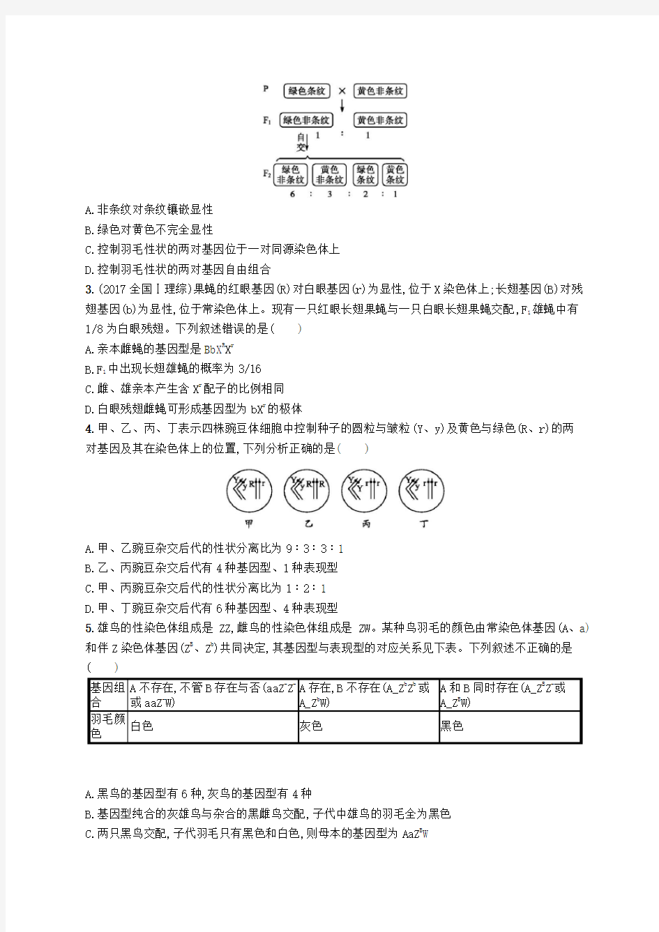 新课标2018届高三生物二轮复习专题能力训练八专题四遗传变异和进化专题训练新人教版