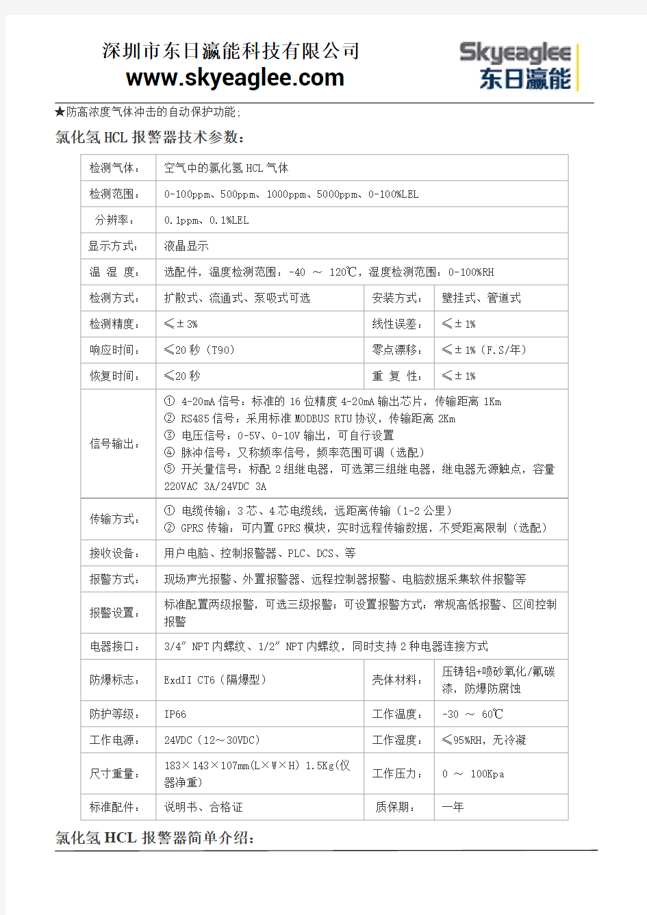 氯化氢HCL报警器