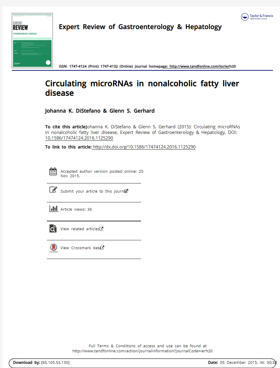 Circulating microRNAs in nonal coholic fatty liver disease