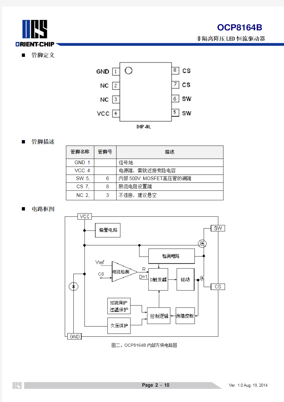 OCP8164B datasheet ver 1.0_20140819_Chinese (2)
