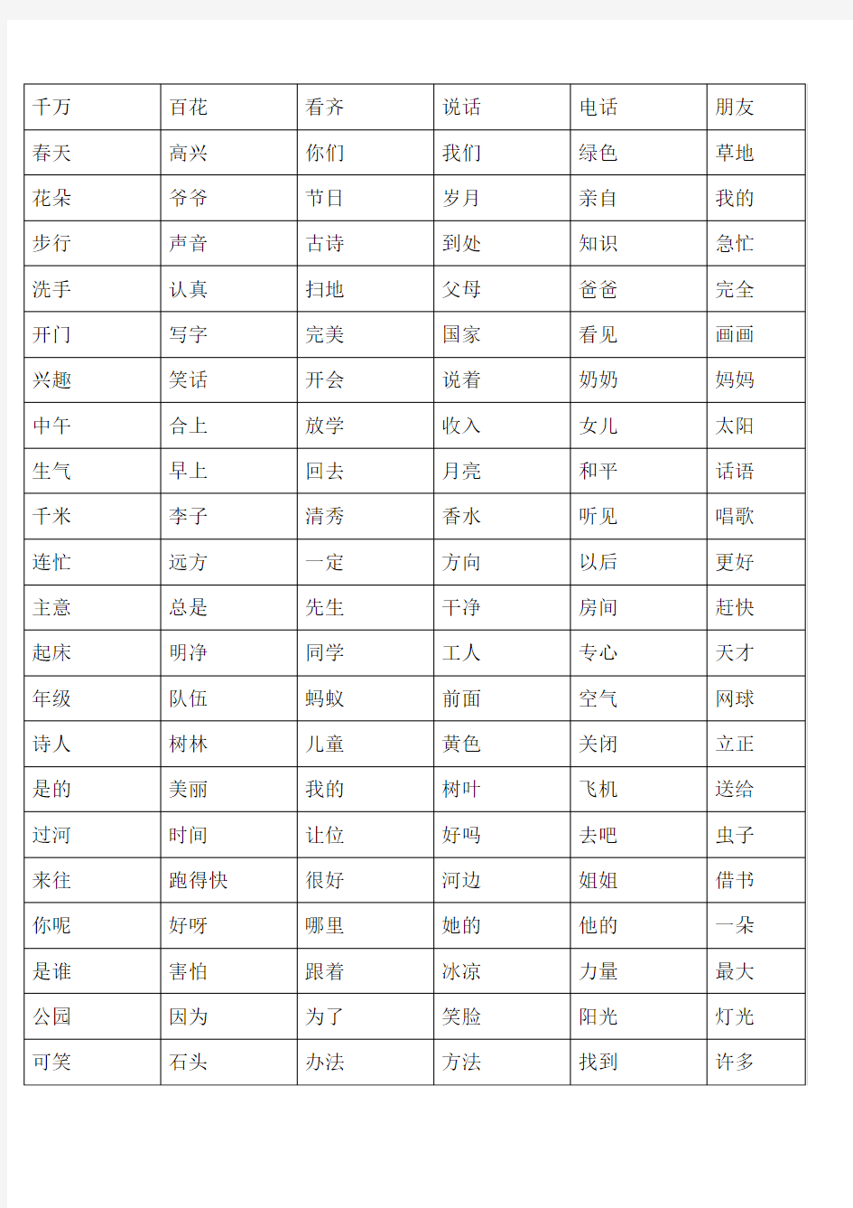 小学一年级语文带拼音词语