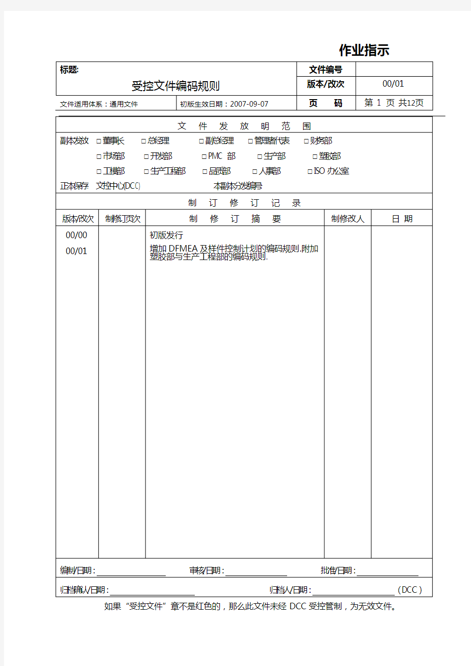 受控文件编码规则