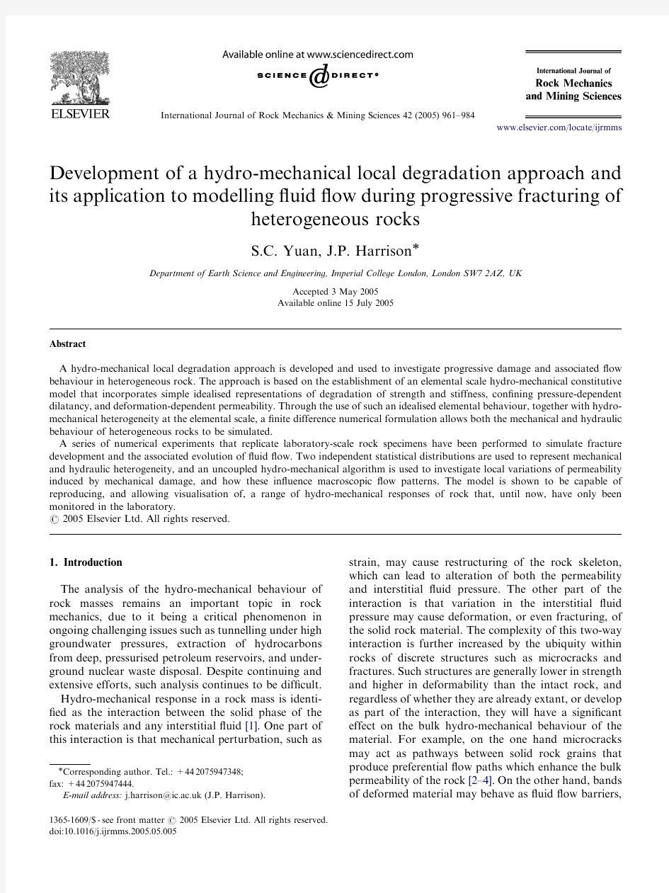 Development of a hydro-mechanical local degradation