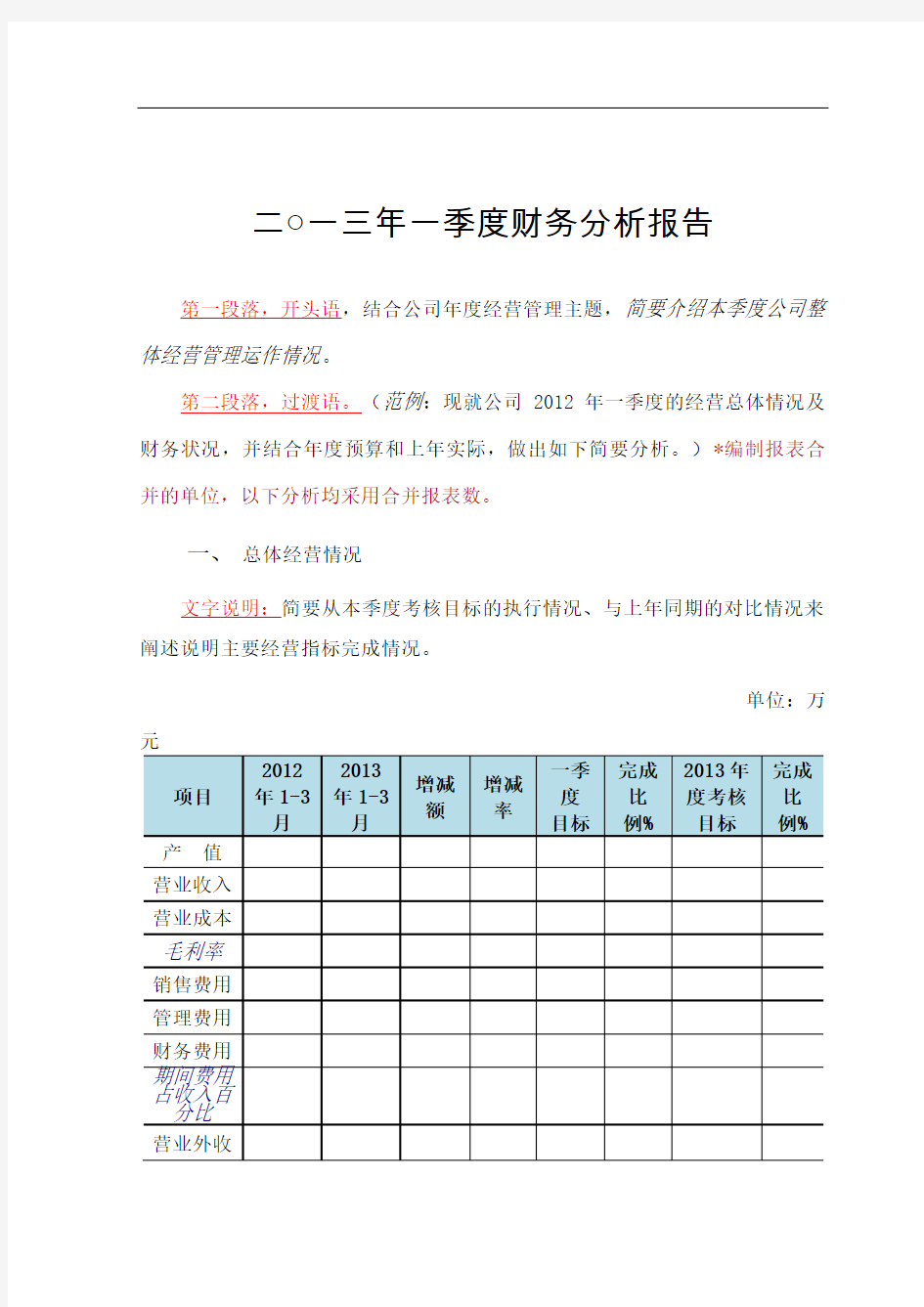 财务分析报告总结归纳